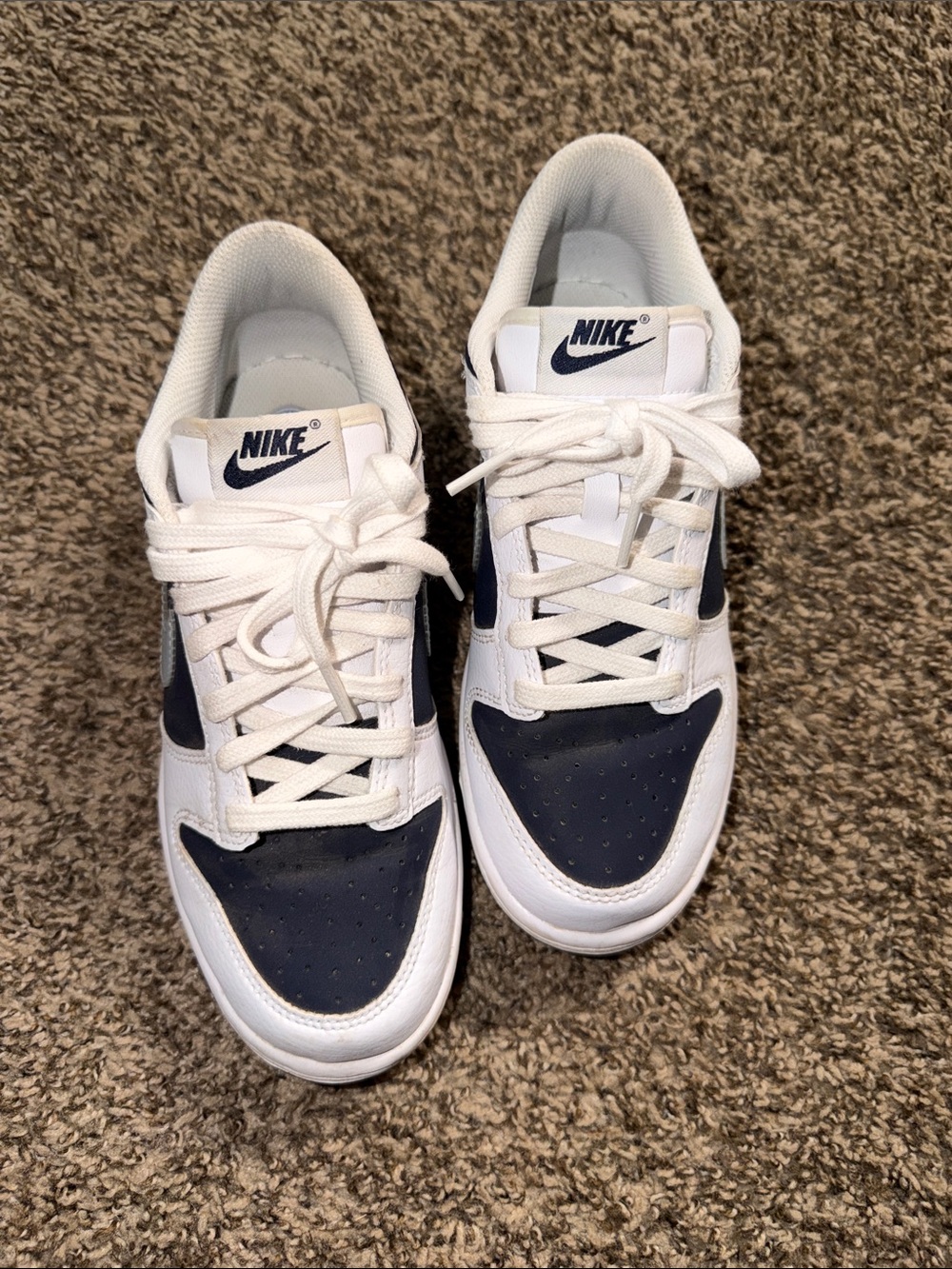 Nike White and Navy Low-Top Trainers